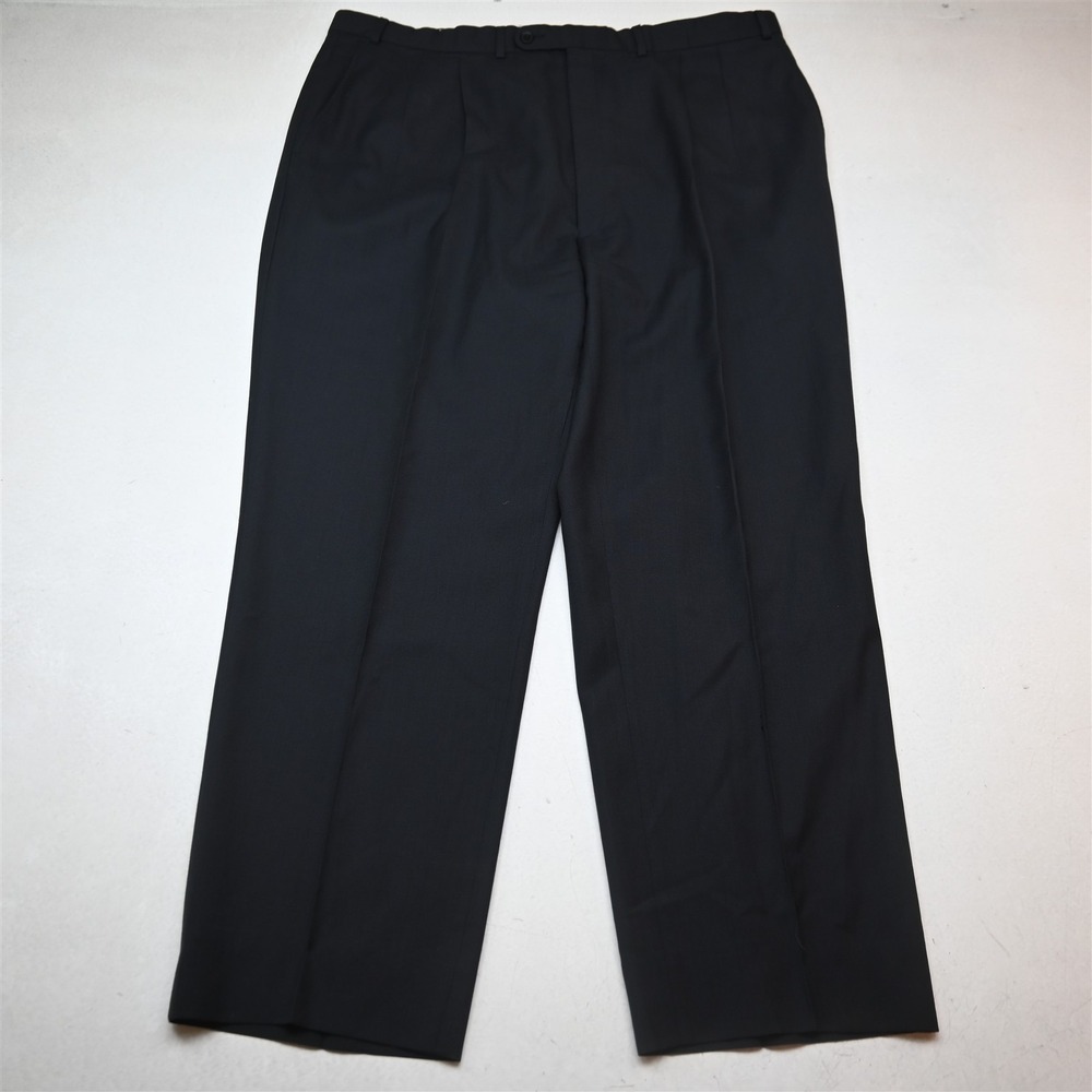 Jack Victor 42x32 Navy Blue 100% Wool West Pleated Classic Baggy Dress Pants